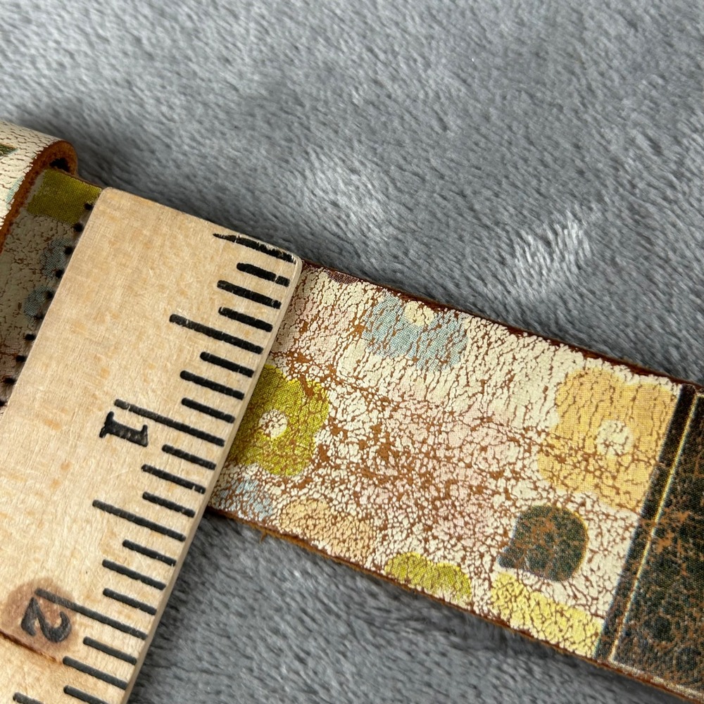 Vintage Fossil Brand Leather Belt Small Distressed Floral Patchwork Brown Multi - Picture 8 of 10